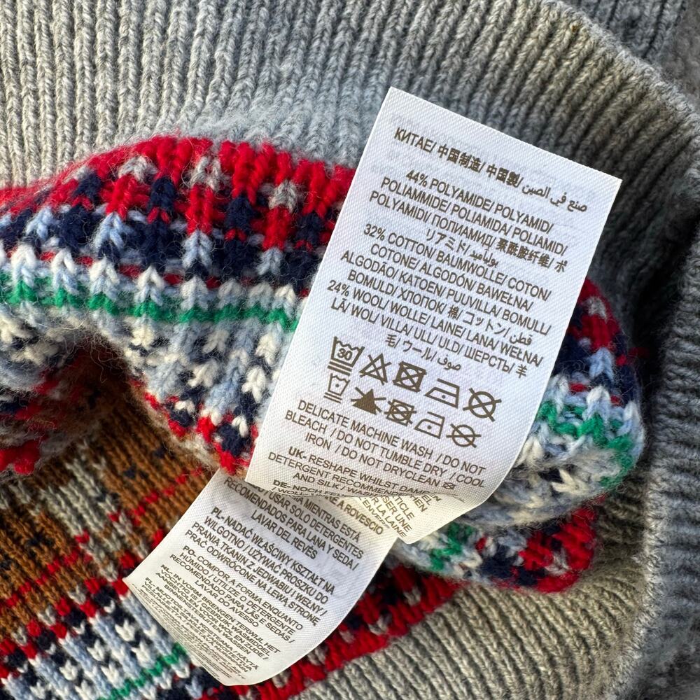 Mini Boden WOOL Blend Christmas Reindeer Sweater Fair Isle Knit Sz 9-10Y - Picture 5 of 9
